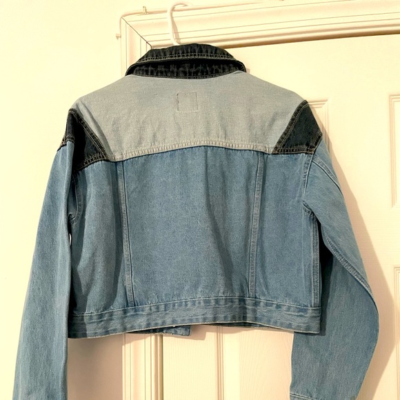 Patchwork Cropped Denim Jacket - Picture 2 of 5